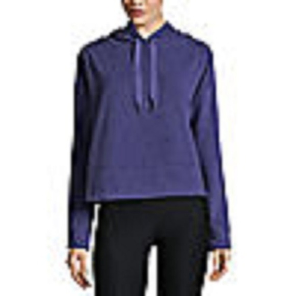 Xersion Brushed Fleece Cropped Hoodie-SKIPPER BLUE - Picture 1 of 1